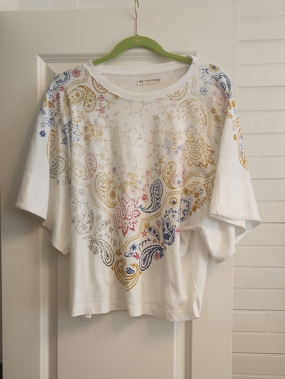 We The Free White Paisley Bandana Print Short Sleeve Tee